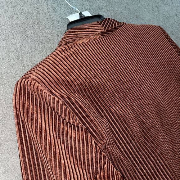 Nasty Gal Womens 8 Striped Ribbed Red Blazer Long Sleeve Pocket Textured - Picture 14 of 14